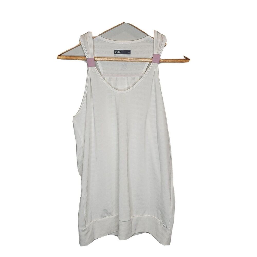 Lija Women's White‎ Ice Scoop Neck Activewear Tank Top Size Medium